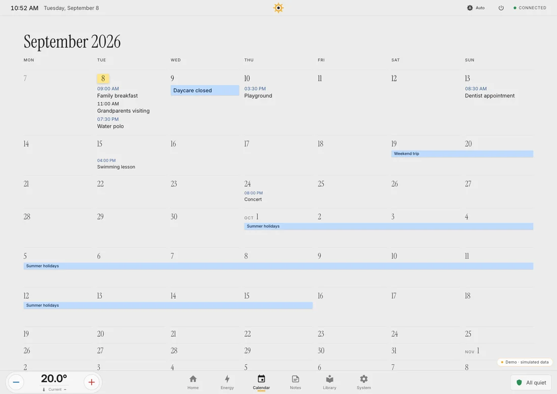 The calendar screen.